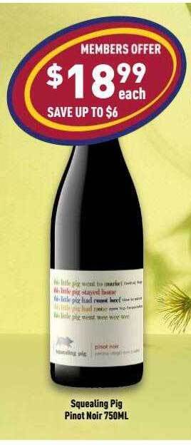 Liquor Legends Squealing pig pinot noir offer