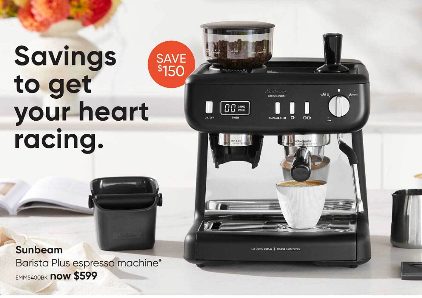 Sunbeam barista plus espresso machine offer at Myer