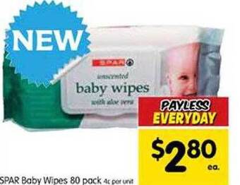 Spar Spar baby wipes 80 pack offer