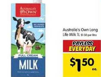 Spar Australia's own long life milk 1l offer