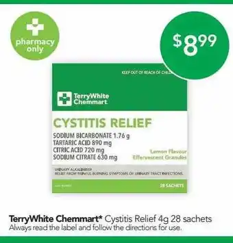 Terry White Terrywhite chemmart cystitis relief 4 g 28 sachets offer