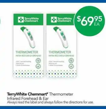Terry White Terrywhite chemmart thermometer infrared forehead & ear offer