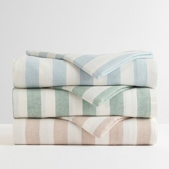 Pillow Talk Wide stripe linen cotton fitted sheet by habitat offer