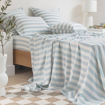 Pillow Talk Wide stripe linen cotton flat sheet by habitat offer