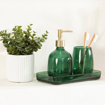 Pillow Talk Emerald glass bathroom accessories by habitat offer