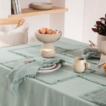 Ashra fringed jadeite table linen range by m.u.s.e.