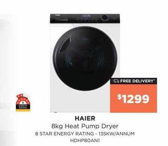 Bing Lee Haier 8 kg heat pump dryer offer