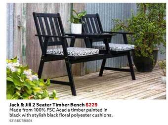 Jack & jill 2 seater timber bench