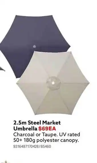 Mitre 10 2.5 steel market umbrella offer
