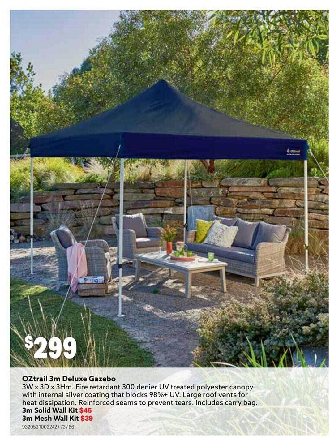 Oztrail 3m deluxe gazebo offer at Mitre 10