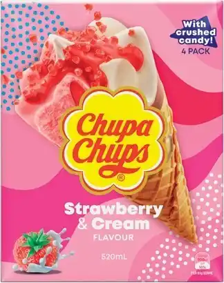 IGA Chupa chups strawberry & cream cones 4 pack offer