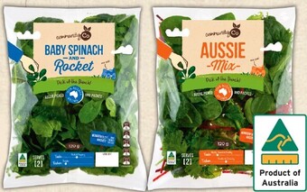 IGA Community co spinach & rocket or aussie mix 120g offer