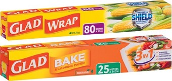 IGA Glad bake & cooking paper 30cm×25m, foil 30cm×30m or wrap 33cm×80m offer