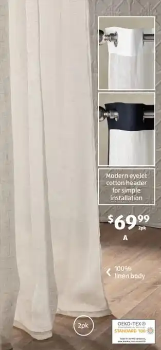 ALDI Sheer Linen Curtains 2pk offer