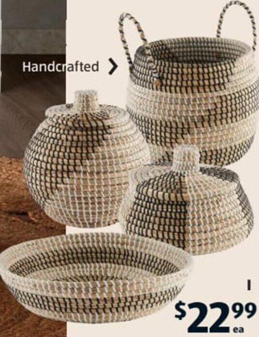 Decorative Seagrass Baskets offer at ALDI