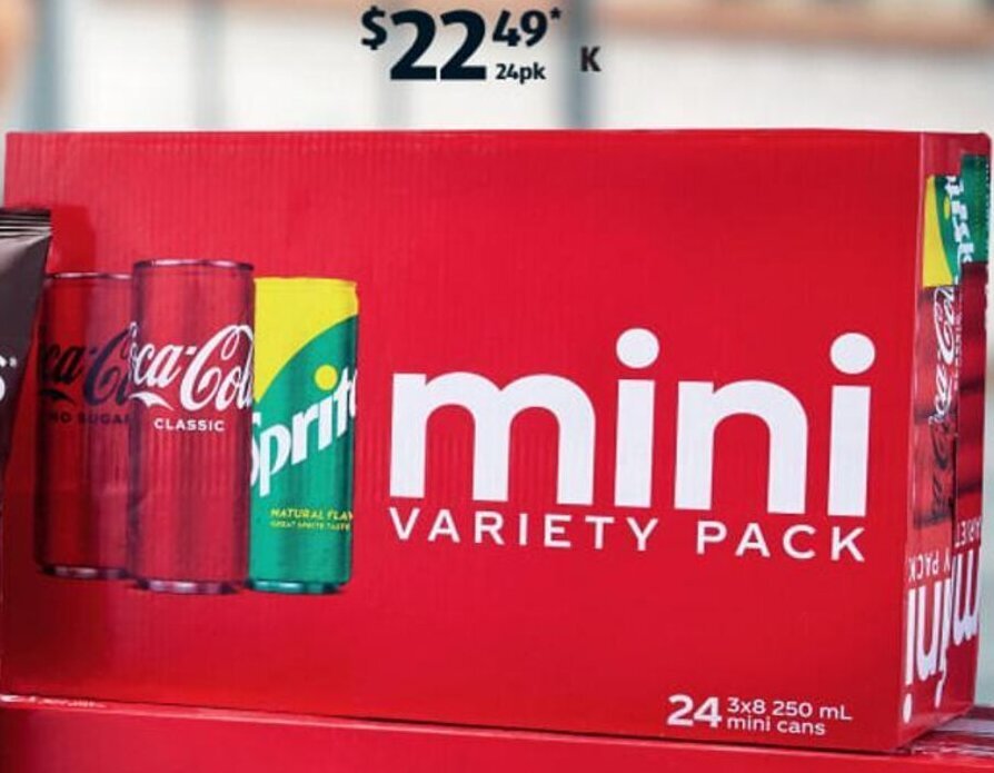 CocaCola Variety Mini Cans 24 x 250 ml offer at ALDI
