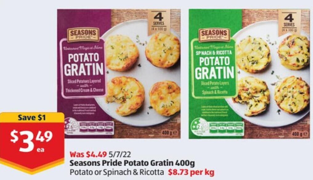 Seasons Pride Potato Gratin 400g offer at ALDI