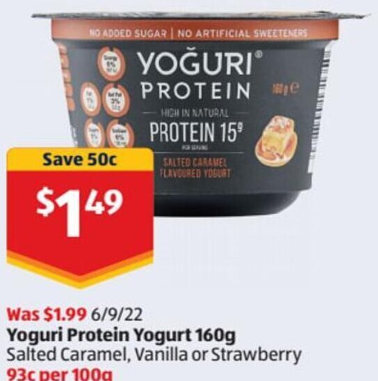 Yoguri Protein Yogurt 160g offer at ALDI