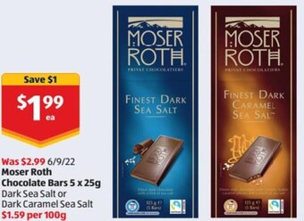 ALDI Moser Roth Chocolate Bars 5 x 25g offer