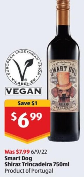 ALDI Smart Dog Shiraz Trincadeira 750ml offer