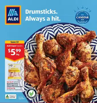 ALDI Broad Oak Farms RSPCA Approved Chicken Drumsticks 2 kg offer