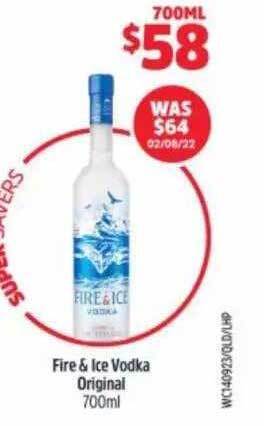 BWS Fire & ice vodka original offer
