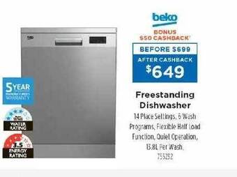 Betta Freestanding dishwasher beko offer