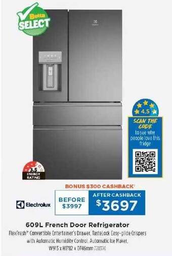 Betta 609l french door refrigerator electrolux offer
