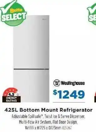 Betta 425l bottom mount refrigerator westinghouse offer