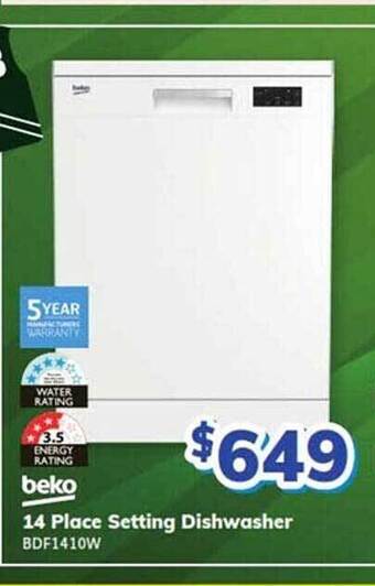 Bi-Rite Beko 14 place setting dishwasher bdf1410w offer