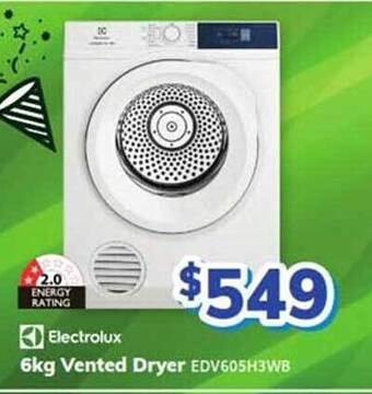 Bi-Rite Electrolux 6kg vented dryer offer