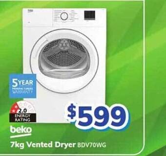 Bi-Rite Beko 7kg vented dryer offer