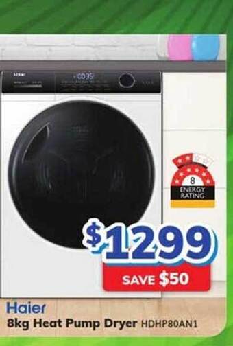Bi-Rite Haier 8kg heat pump dryer offer
