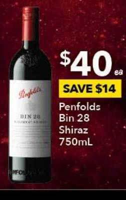 Ritchies Penfolds bin 28 shiraz offer