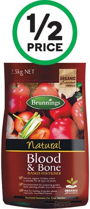 Woolworths Brunnings organic fertilisers 2.5 kg offer