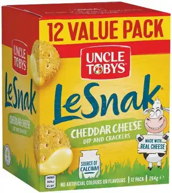 Woolworths Uncle tobys le snak dip & crackers 264g pk 12 offer