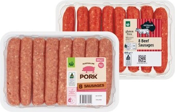 Woolworths Woolworths beef, pork or chicken sausage varieties 600g – from the meat dept offer