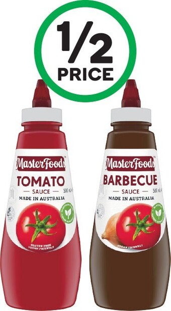 Woolworths Masterfoods tomato or barbecue sauce 475-500ml offer