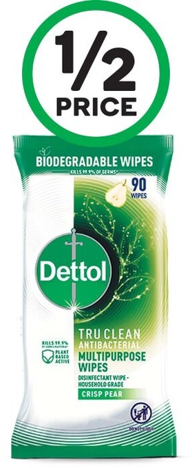 Woolworths Dettol tru clean antibacterial surface wipes pk 90 offer