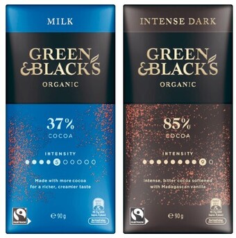 Coles Green & black's organic block chocolate 90g offer