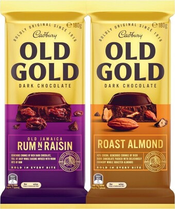 Coles Cadbury old gold block chocolate 165g-180g offer