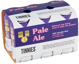 Coles Tinnies pale ale cans 6x375ml offer