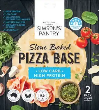 Coles Simson's pantry pizza base 500g offer