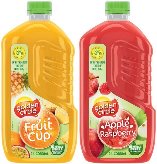 Golden circle cordial 2 litre offer at Coles