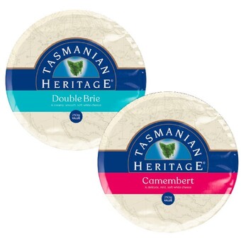 Coles Tasmanian heritage camembert or double brie 250g offer