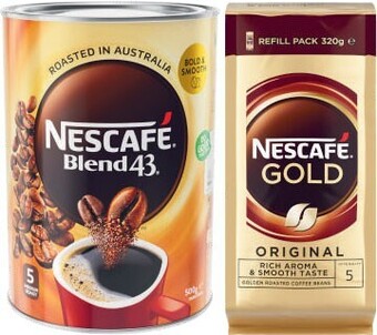 Coles Nescafé blend 43 500g or gold soft pack 320g offer