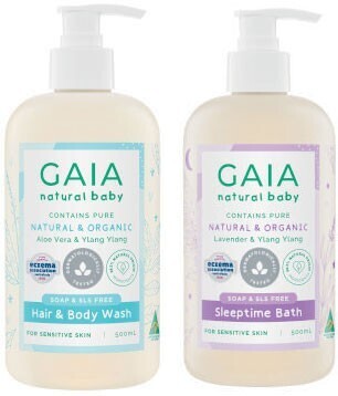 Gaia natural baby hair & body wash or sleeptime bath 500ml