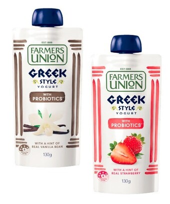 Coles Farmers union yogurt pouch 130g offer