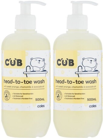 Coles Cub baby wash head to toe 500ml offer