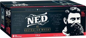 Coles Ned australian whisky & cola cans 10x375ml offer